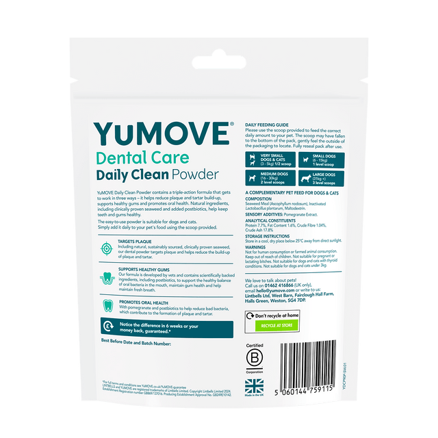 YuMOVE Dental Care Daily Clean Powder Dental Powder 90g Pouch5